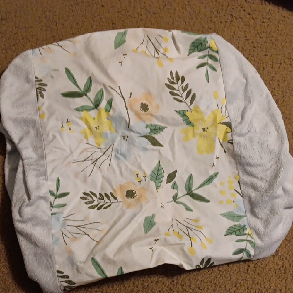 Floral Changing Pad Cloud Island Cover With Blue, Pink and Yellow Flowers